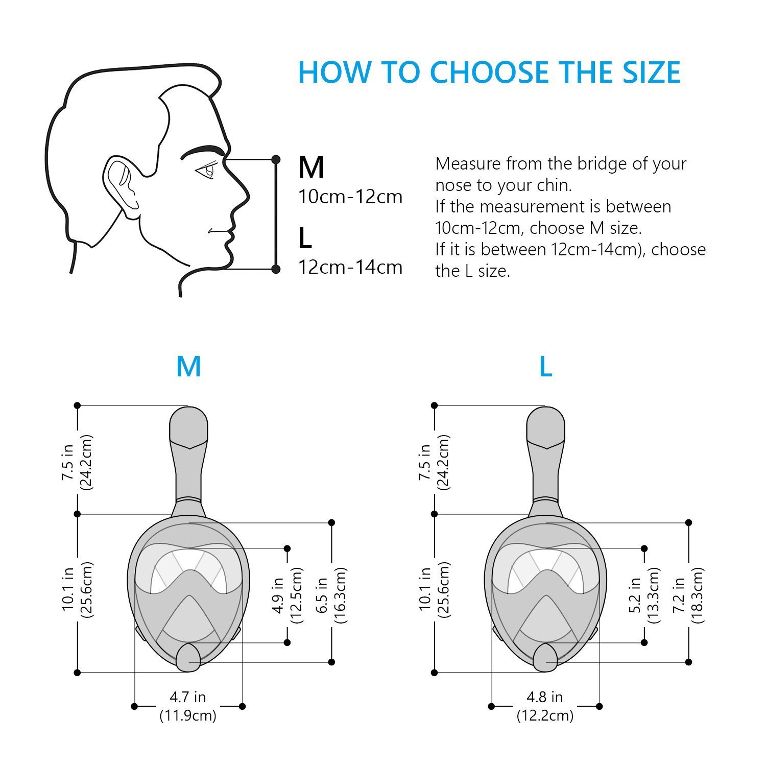 VEY Full Face Snorkel Mask, Foldable 180° Panoramic View Easy Breath Compatible Scuba with Anti-fog and Anti-leak Diving Gear for Adult and Youth (Black, S/M)