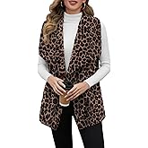 Hersuitful Women Fuzzy Fleece Vest Sleeveless Sherpa Jacket Winter Open Front Fluffy Outerwear Coats with Pockets