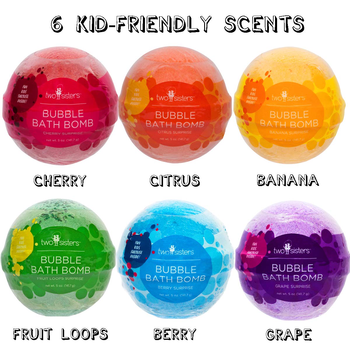 Kids Fizzy BUBBLE Bath Bombs with Toy Surprises Inside(Gender Neutral