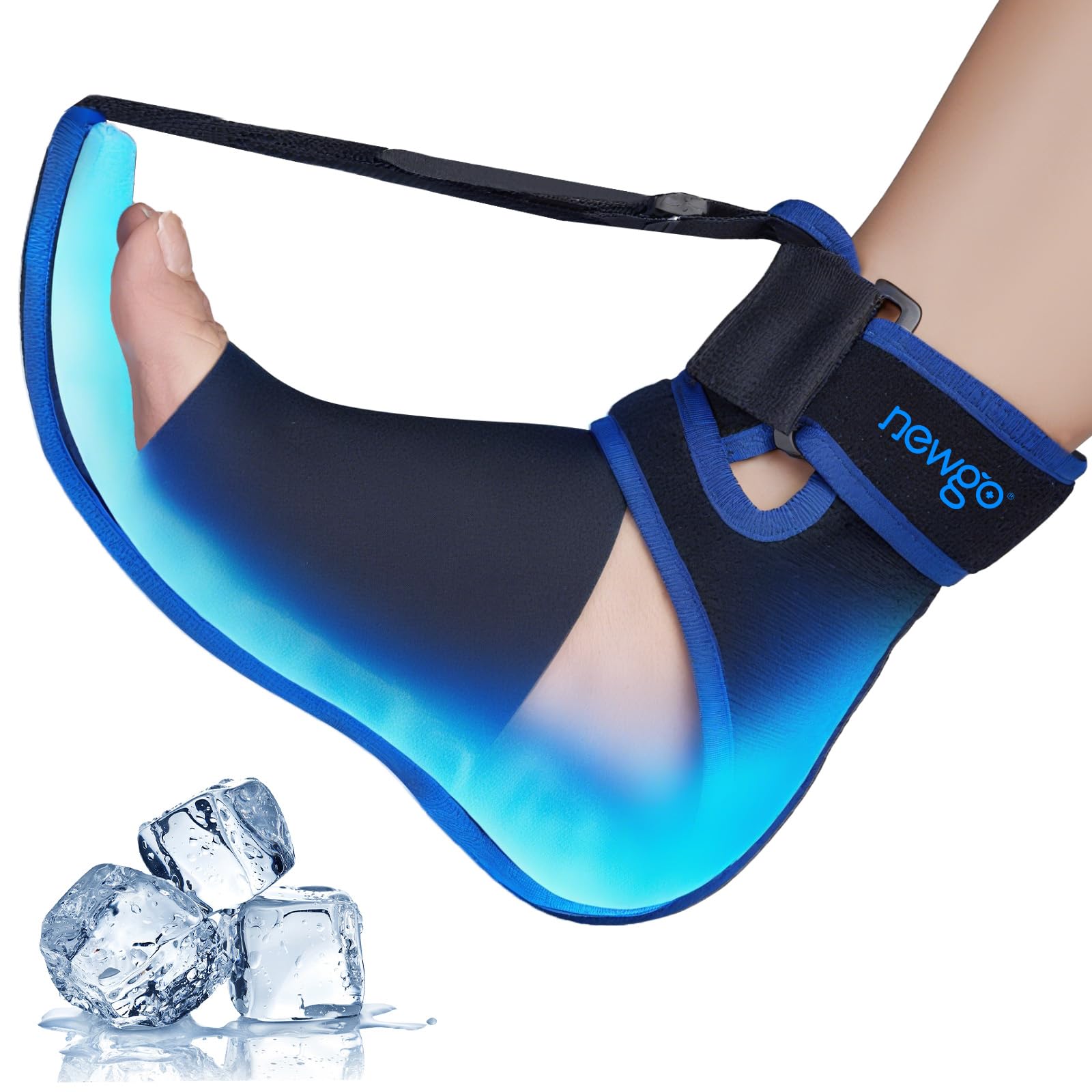 Photo 1 of NEWGO Plantar Fasciitis Night Splint Ice Pack with Cooling Gel on Sole and Heel, Adjustable Plantar Fasciitis Brace Support for Sleeping, Pain Relief for Achilles Tendonitis, Foot Drop, Heel Spur