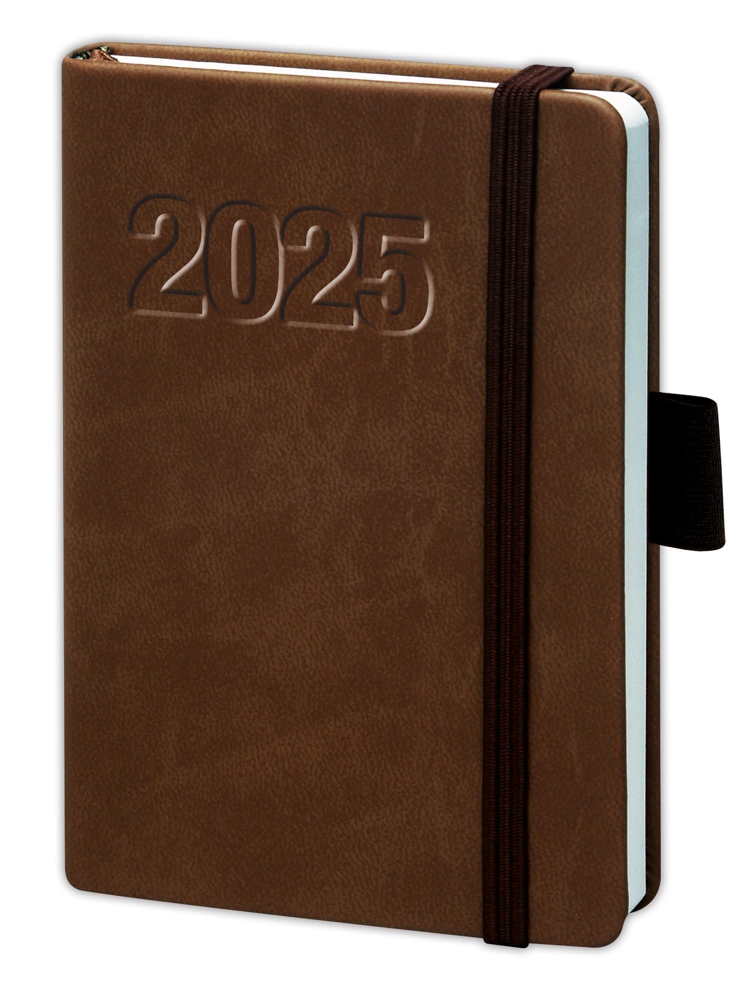bsb Appointment Calendar Weekly Planner Pocket Calendar Book Calendar – 2021 – Size: Approx. A6 – Brown – Soft Faux Leather – with Elastic Band – 1 Week = 2 Pages, BSB V-Book