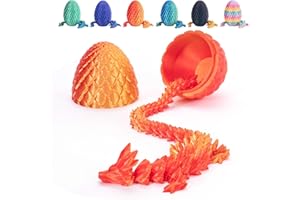 Mydethun 3D Printed Dragon Egg, Articulated Dragon Inside, 3D Printed Fidget Toy, Sensory Desk Décor for Focus & Stress Relief, Birthday Gift for Kids & Adults, Flameheart Orange & Red,12'
