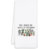 FOPENEM Plant Lover Mom Lady Gifts Kitchen Towels, Gardener Gardening Gifts Decorative Hand Towels for Bathroom, Yes I Really Do Need All These Plants Dish Tea Towel, 16x24 Inch