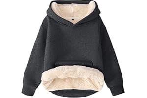 Flygo Unisex Boys Girls Fleece Lined Sherpa Hoodie Kids Warm Winter Hoodies Pullover Hooded Sweatshirt Sweater 4-13Y