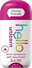 hello Unicorn Aluminum Free Deodorant for Women and Men with Shea Butter, 24-Hour Freshness, Baking Soda Free Deodorant, Derm