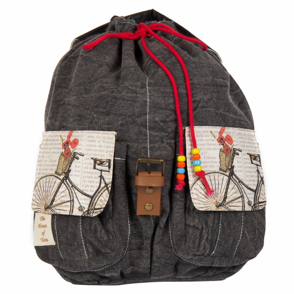 the house of tara women's backpack handbag (htbp 047,grey-beige)