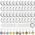 Button Maker Keychains Supplies, 200 Pcs 58mm Pin Maker Set, Metal Button Maker Supplies with Metal Shell Cover, Transparent Film & Chain Head