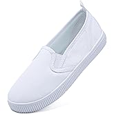 Anproity Toddler Kids White Canvas Shoes for Boys Girls Sneakers Slip-on Comfortable Fashion Light Weight Skin-Friendly Causal Running Tennis Shoes (Toddle/Little Kids/Big Kids)