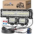 2x 4" LED Flood Pods + 2-Lead Wiring Harness Kit – 12V/24V 12000LM 6000K – Backup/Reverse/Tow Lights