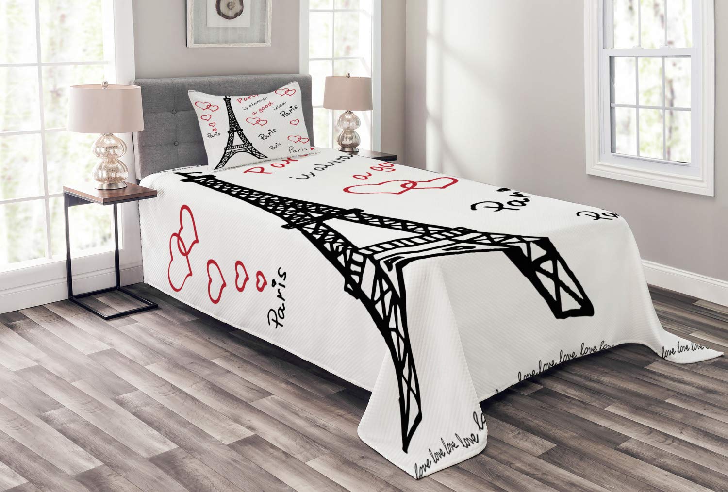Best Red And Black Paris Twin Bedding