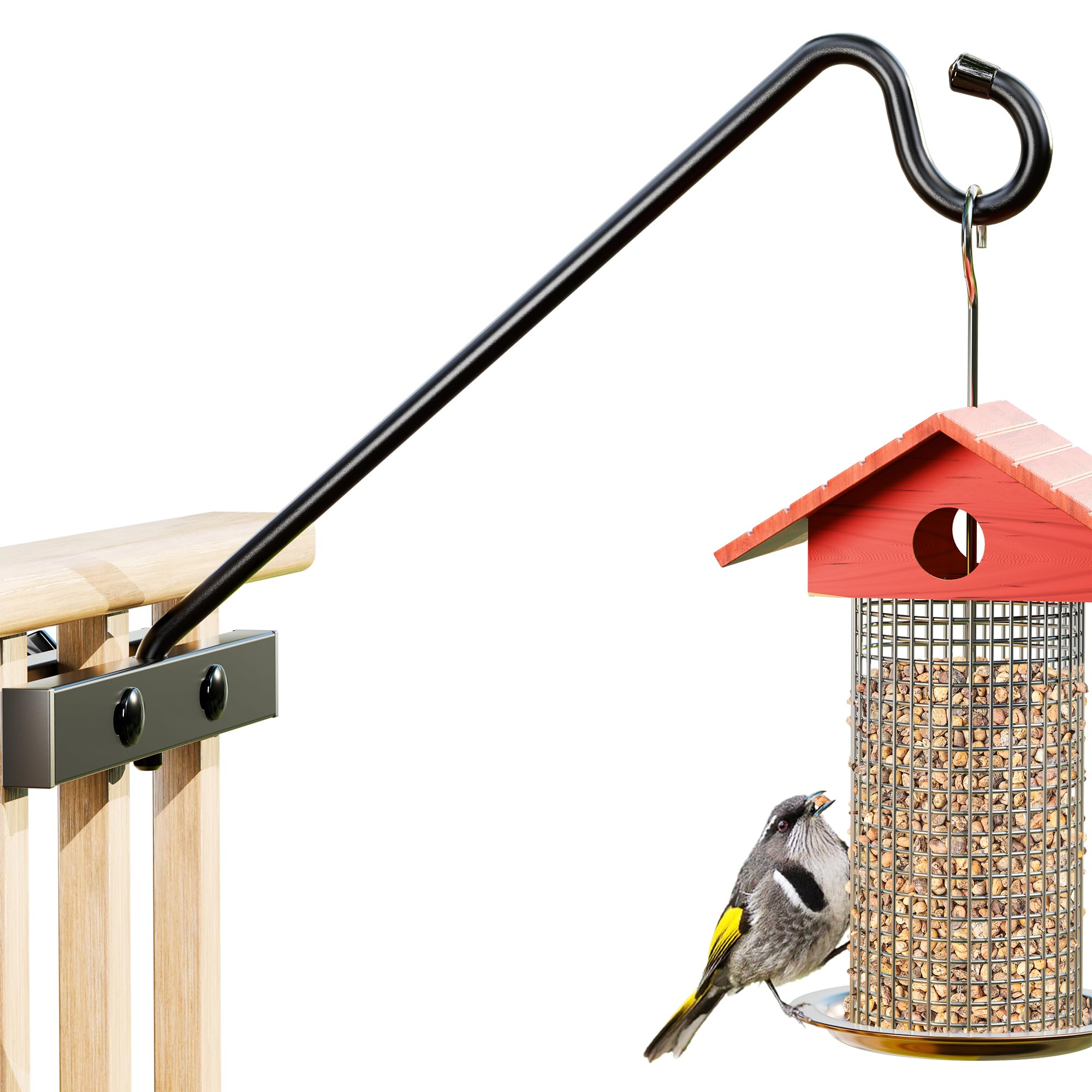 2-Pack 12" Deck Bird Feeder Hangers - 22LB Capacity Swivel Hooks For Railings, Plants & Decor