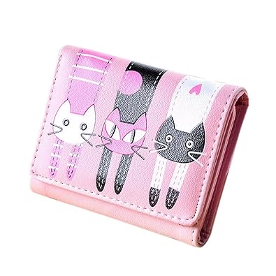 Barlingrock Coin Purse Women Cat Pattern Short Wallet Card Holders Handbag, Standard Wallets, Money Pocket, Travel Purse, Casual Pocket, Valentines Day Present
