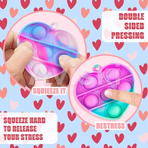 AVISKI 30PCS KIDS VALENTINES DAY GIFTS FOR CLASSROOM – VALENTINE PREFILLED HEARTS WITH POPPERS FIDGET GIFT TAGS FOR TODDLERS BOYS GIRLS EXCHANGE GIFTS, PARTY FAVOR PRIZES, VALENTINE’S GREETING GIFTS