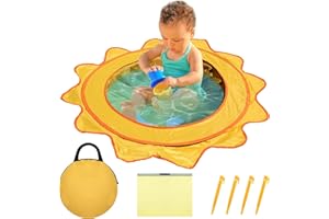 RunNico Pop Up Beach Pool, Portable Toddler Beach Pit with Water Bag and Storage Bag, Cute Shape Beach Pool Puddle for Outdoor Summer Beach Camping Traveling Vacation