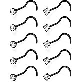 Lsnevsie 24G 22G 20G 18G Nose Rings Studs Piercing Jewelry For Women Men 316L Stainless Surgical Steel Nose Rings Studs Nostrial Piercing Jewelry for Women Men Diamond CZ 2mm Silver Black Gold
