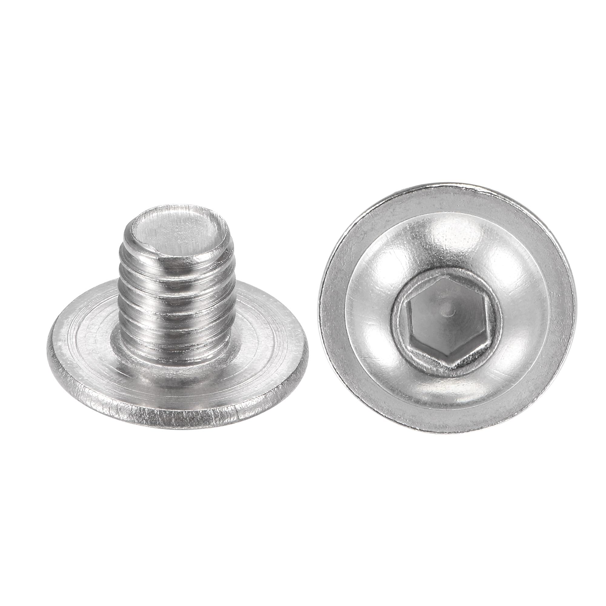 sourcing map Flanged Button Head Socket Cap Screws, M8x10mm Hex Socket Drive Screw, 304 Stainless Steel Fasteners Bolts, Fully Threaded Machine Screw 20Pcs