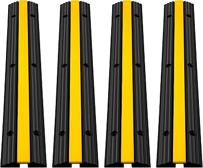 Happybuy 4pk Rubber Cable Protector Ramp 18000lbs 1 Channel Speed Bump Driveway