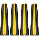 Happybuy 4 Pack of 1-Channel Rubber Cable Protector Ramps Heavy Duty 18000Lbs Load Capacity Cable Wire Cord Cover Ramp Speed Bump Driveway Hose Cable Ramp Protective Cover