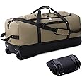 Bagenerous 32” Foldable Duffel Bag with 2 Wheels,110L 140L Expandable Rolling Travel Bag with Multiple compartments,Army Green