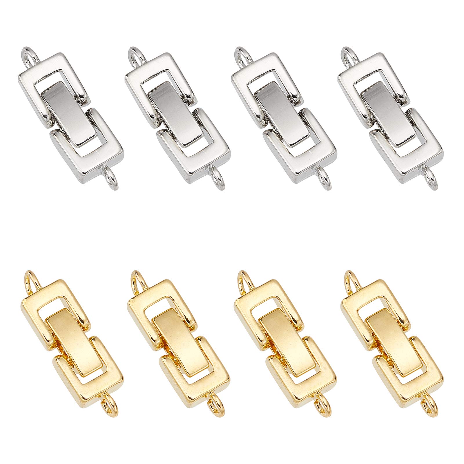 SUPERFINDINGS 12pcs Silver Golden Brass Fold Over Cord Ends 24mm Terminators Crimp End Tips with Lobster Claw Clasps for Jewelry Making Bracelet Necklace — image 1