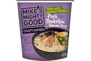 Mike's Mighty Good Pork Tonkotsu Ramen Soup Cup - Instant Ramen Cups Noodles - Non-GMO Noodle Soup - Organic Instant Noodles - 1.7 Ounces - 6 Pack