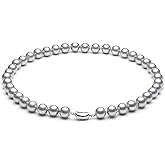 Seashell Pearl Necklace Single-Strand Handmade Beaded Necklaces for Ladies Dainty Faux Pearl Wedding Jewelry for Brides 18”