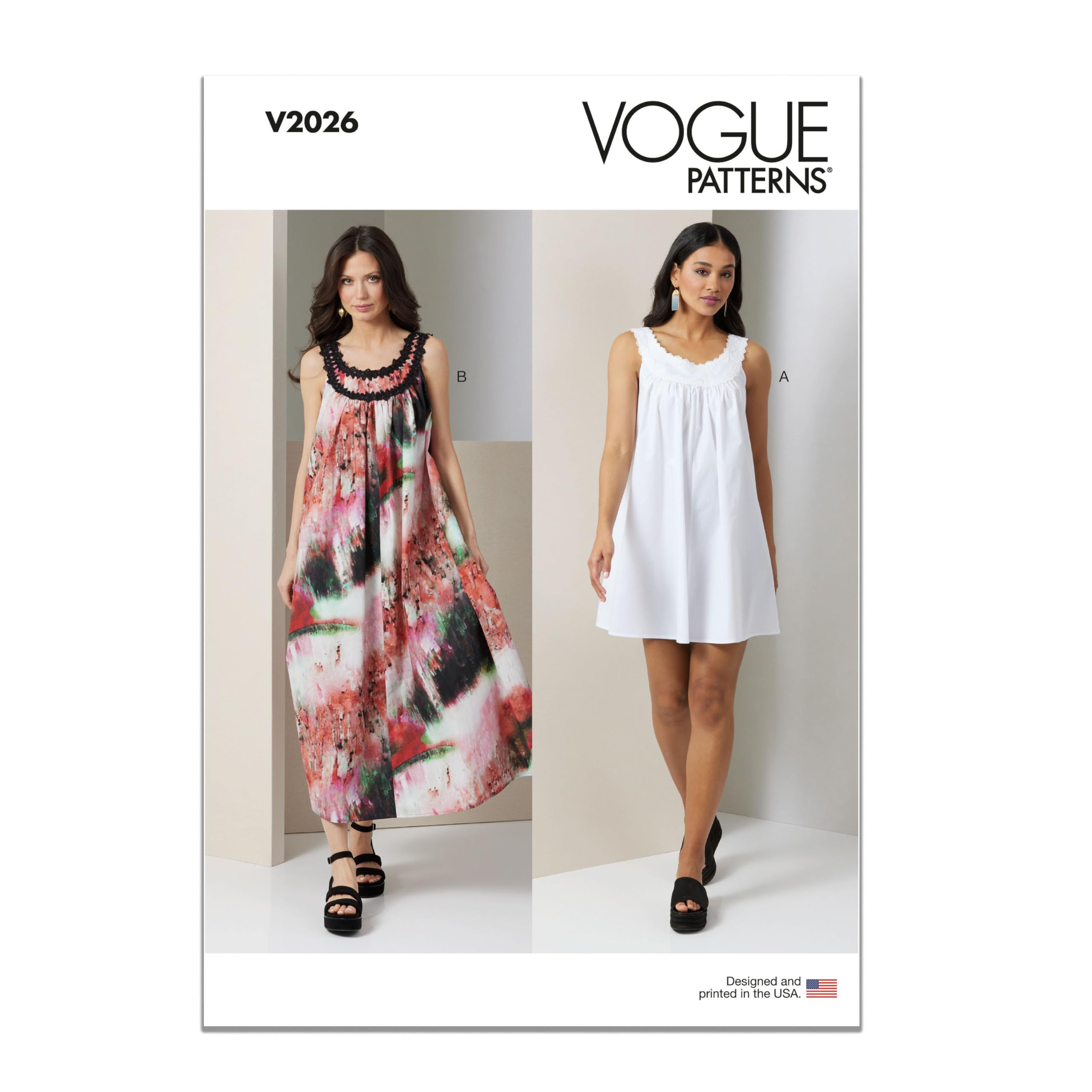 Vogue Paper Pattern V2026H5 Misses' Dress in Two Lengths H5(6-8-10-12-14)