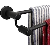TocTen Double Bath Towel Bar - Thicken SUS304 Stainless Steel Towel Rack for Bathroom, Bathroom Accessories Double Towel Rod Heavy Duty Wall Mounted Towel Holder (Black,24IN)