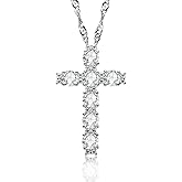 Brellacron 2.1ct Women's Moissanite Cross Necklace - S925 Sterling Silver White Pendant, D Color VVS1 Clarity Moissanite with GRA Certificate, Anniversary Birthday Mother's Valentine's Day Gift
