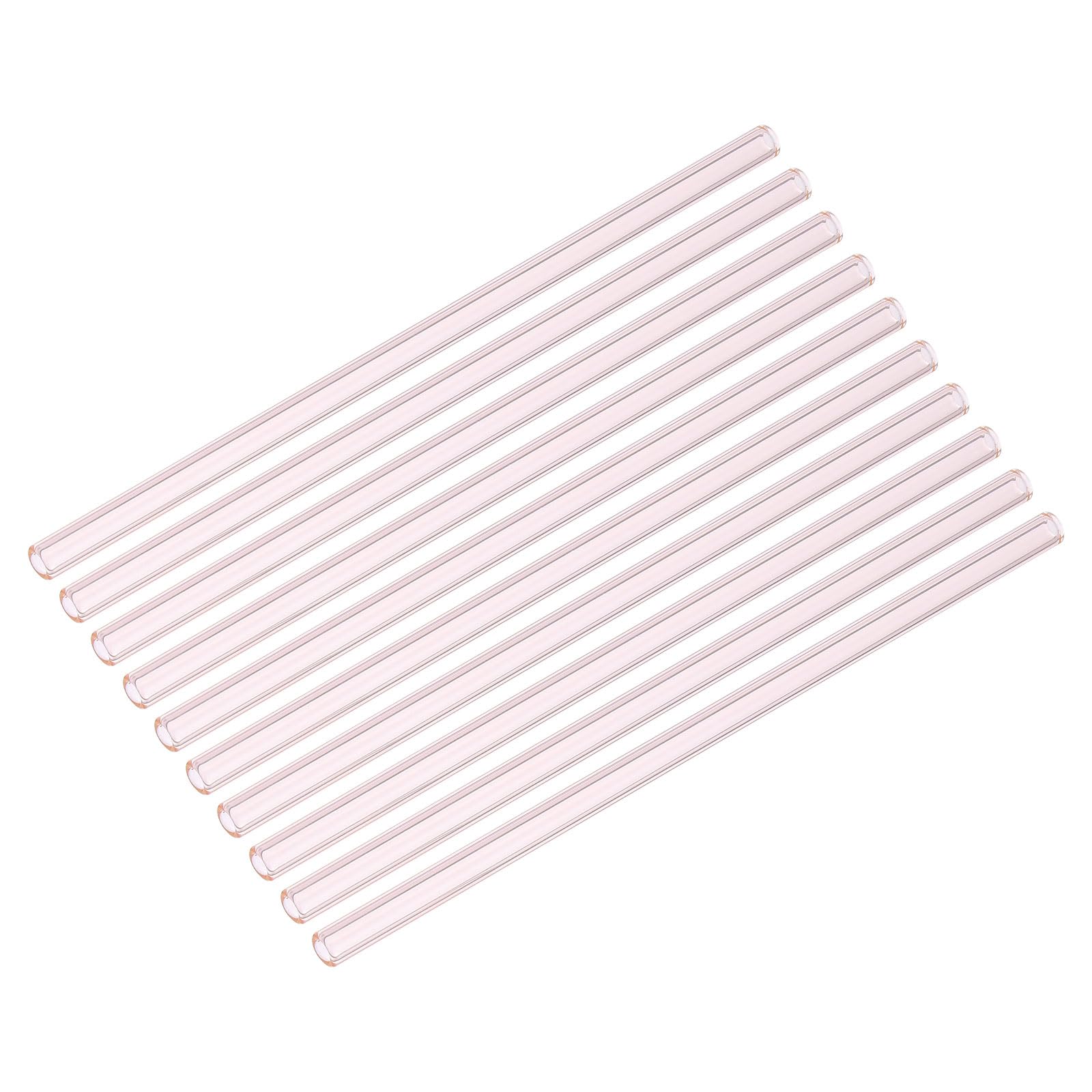 PATIKIL 8 Inch Glass Tubes, 10 Pack Borosilicate Long Glass Pipes Glass Blowing Tubes Industrial Glass Tubing for Glass Making DIY, Pink