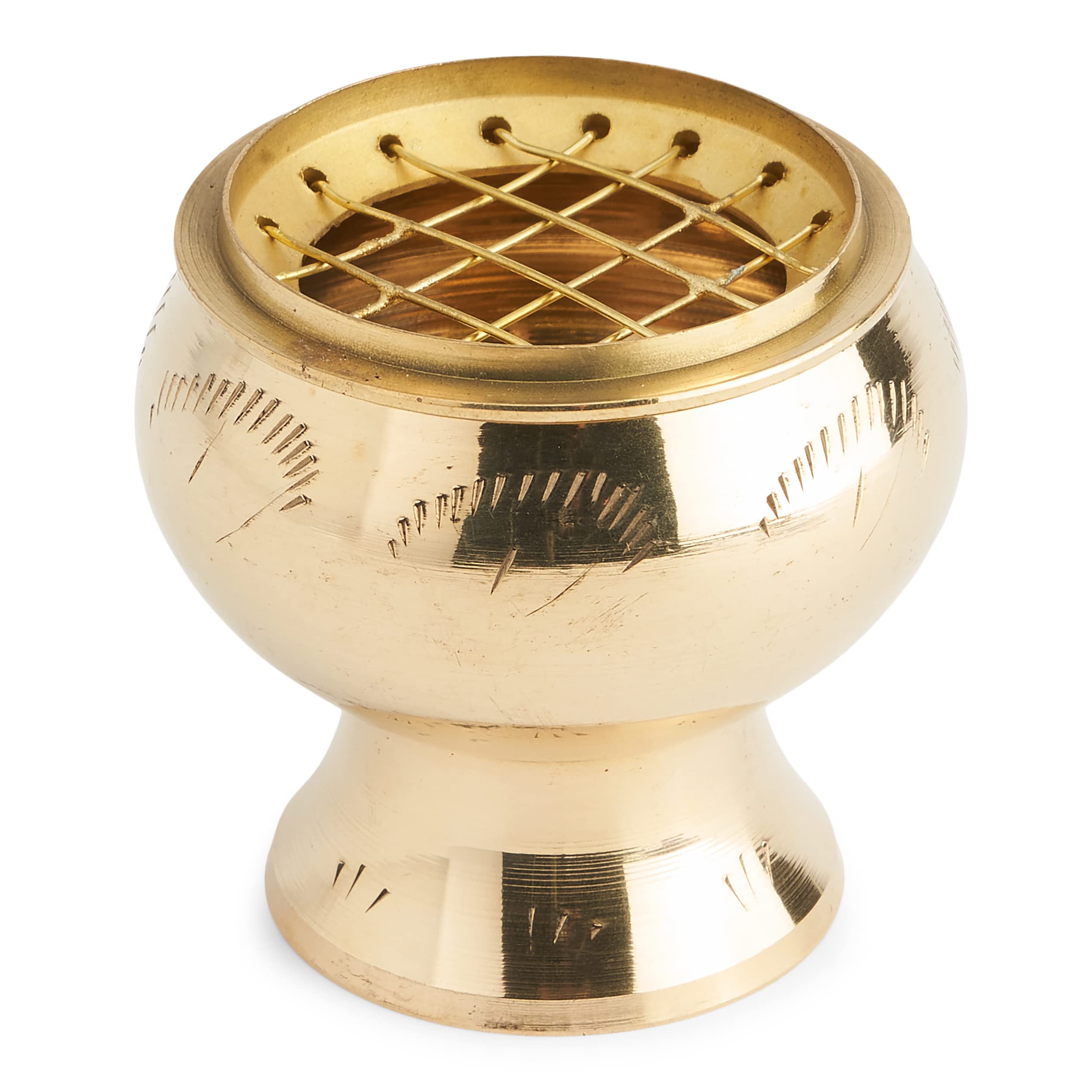 NKlaus Ø5,5cm net incense burner brass gold incense burner for incense coal with engraving 39156