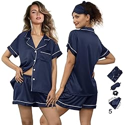 WJing Yi Jia 5Pcs Womens Soft Satin Pajama Set