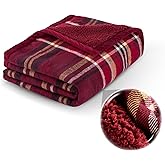 Sophia & William Throw Blanket for Couch Sofa(50x60 Inches) - Reversible Fluffy Soft Blanket, Gifts for Women, Red