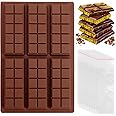 Mity rain Chocolate Bar Mold Deep, Silicone Thick Chocolate Bar Mold for Stuffed Bar, Square Knafeh Pistachio Chocolate Bar Break Apart Candy Bar Molds with 100pcs Storage Bags