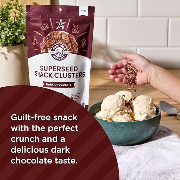 MANITOBA HARVEST SUPERSEED SNACK CLUSTERS, DARK CHOCOLATE – 4.6OZ – 5G PLANT PROTEIN, 2G FIBER, 5G OMEGA 3 & 6 PER 30G SERVING – EASY 6-IN-1 SUPER SEEDS SNACKS – VEGAN, NON-GMO PROJECT VERIFIED