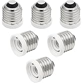 Qjaiune 6 Pack E26/E27 to E12 Light Bulb Adapter Converter | Rated 250V 75W, Metal PBT Fireproof Body, Heat Resistant 200℃, Screw-In Install, for LED Bulbs Medium To Candelabra