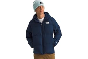 The North Face Boys' Down Hooded Jacket | Water Repellent, 600 Fill Recycled Waterfowl Down, Zip Pockets