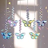 6pcs Crystal Butterfly Suncatchers Hanging Ornaments, Rainbow Maker Sun Catchers Indoor Window Outdoor Patio Garden Decor Gifts
