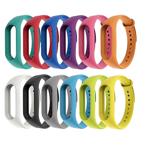 Vococal Xiaomi Mi Band 2 Silikon Gurt Armband Ersatz für Xiao Mi Miband 2 (12pcs) Farben