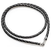 CRAFT WIRE Leather Braided Cord Necklace with Rhodium-Plated 925 Sterling Silver Clasp Made in USA
