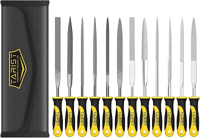 TARIST 12Pcs Needle File Set with Tool Bag – 6 Jeweler Files & 6 Steel Files