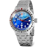 VOSTOK | Men&rsquo;s Amphibian Submarine Commander Russian Military Style Diver Watch | WR 200 m | Model 420289