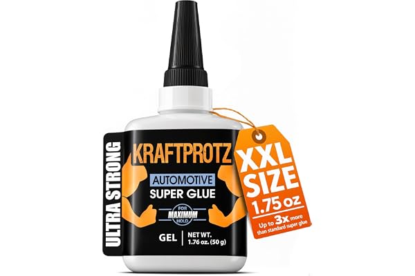 Automotive Super Glue Gel 1.75 oz - Motorbike Car Interior Instant Adhesive | non drip, gap filling, repair glue, clear, waterproof, heat resistant, anti-clog cap, fiberglass, interior, plastic, metal