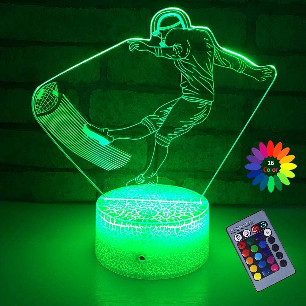 Jinxinjie Rugby Night Lights,16 Color Changing Football 3D Illusion Night Light with Remote Control Gift for NFL Fans or Toy for Kids Boys Age 2 3 4 5 6 7+ Year Old Boy Children Men NFL Fans(Rugby)