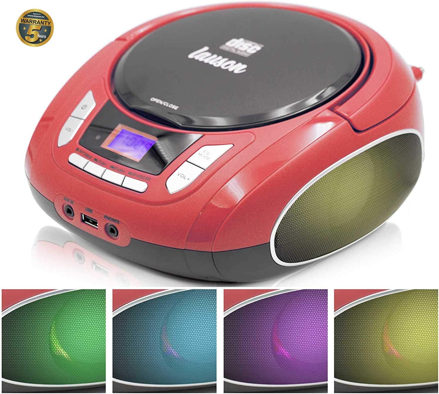 LAUSON Lecteur CD Portable avec USB Radio FM USB et MP3 Lecteur CD avec Sortie pour écouteurs 3