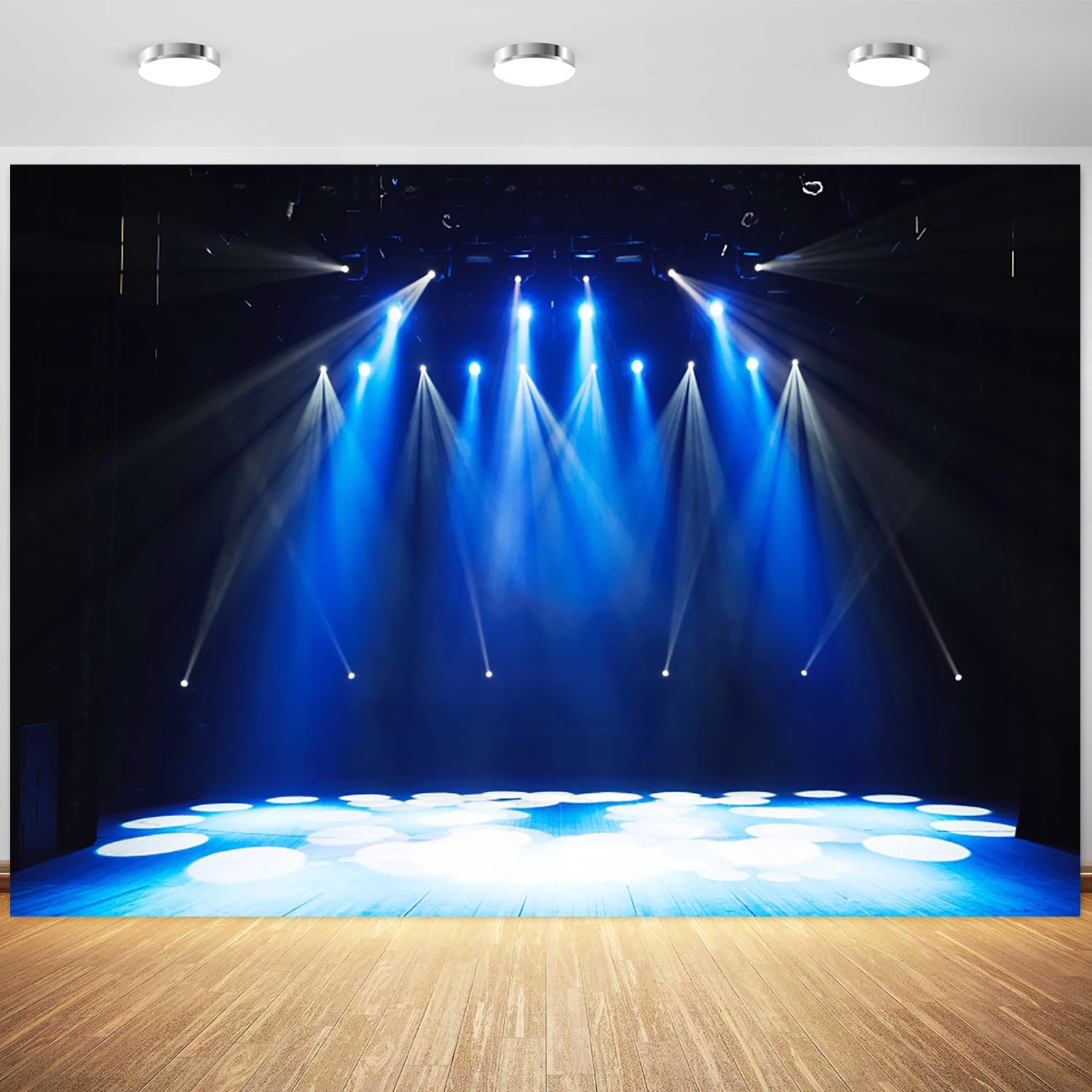 Photo 1 of 10x8ft Concert Stage Backdrop Night Show Entertainment Spotlight Photography Background Discos Party Adults Portrait Decorations Video Photo Shoot Supplies Photo Booth Props