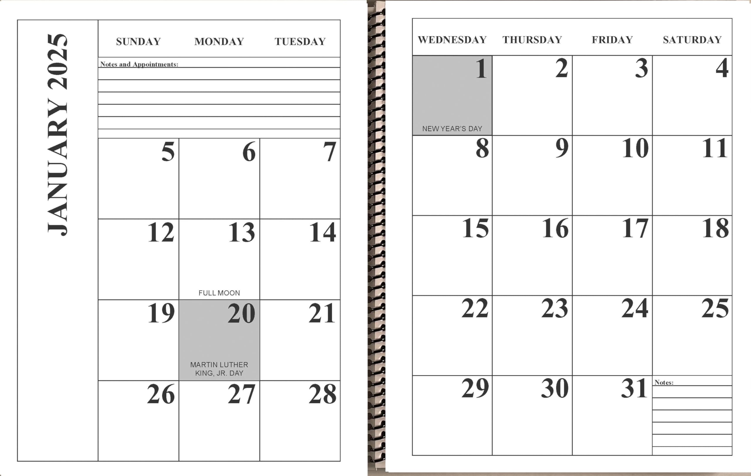 Jumbo Large Print | 2023 | Desktop Calendar | 13-months January 2023 to January 2024 | 17" x 11" opened up, or closed it is 11" x 8.5"