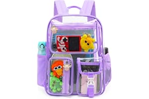 TINYAT Clear Backpack Heavy Duty Transparent Backpack Large Clear Bag Stadium Approved for College, Concerts, Sports T9063,Purple