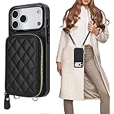 Bocasal Crossbody Wallet Case for iPhone 17 Pro Max, RFID Blocking PU Leather Zipper Handbag Purse Flip Cover, Kickstand Folio Case with Card Slots Holder Wrist Strap Lanyard 5G 6.9 Inch (Black)