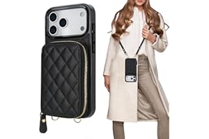 Bocasal Crossbody Wallet Case for iPhone 17 Pro Max, RFID Blocking PU Leather Zipper Handbag Purse Flip Cover, Kickstand Folio Case with Card Slots Holder Wrist Strap Lanyard 5G 6.9 Inch (Black)